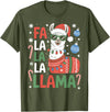 Festive Animal Christmas Funny FA La La La Llama Christmas Holiday Animal Design T-Shirt - Olive Green