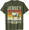 Retro Jersey Gift for Women & Farmer Best Cow Mom Women - Vintage Cattle Jersey T-Shirt - Olive Green