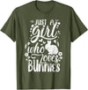 Funny Just a Girl Who Loves Bunnies Cute Rabbit Lover T-Shirt in Olive Green