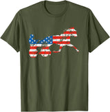Unique Horse Racing Gifts Co. Vintage Harness Racer USA Flag Trotting Horse Harness Racer T-Shirt - Olive Green