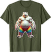 Jay Moe Design "I Love Bears" Fun Gay Pride Vintage Rainbow T-Shirt - Olive Green