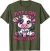 Cute Cow Lover Cow Just A Girl Who Loves Cows T-Shirt - Olive Green