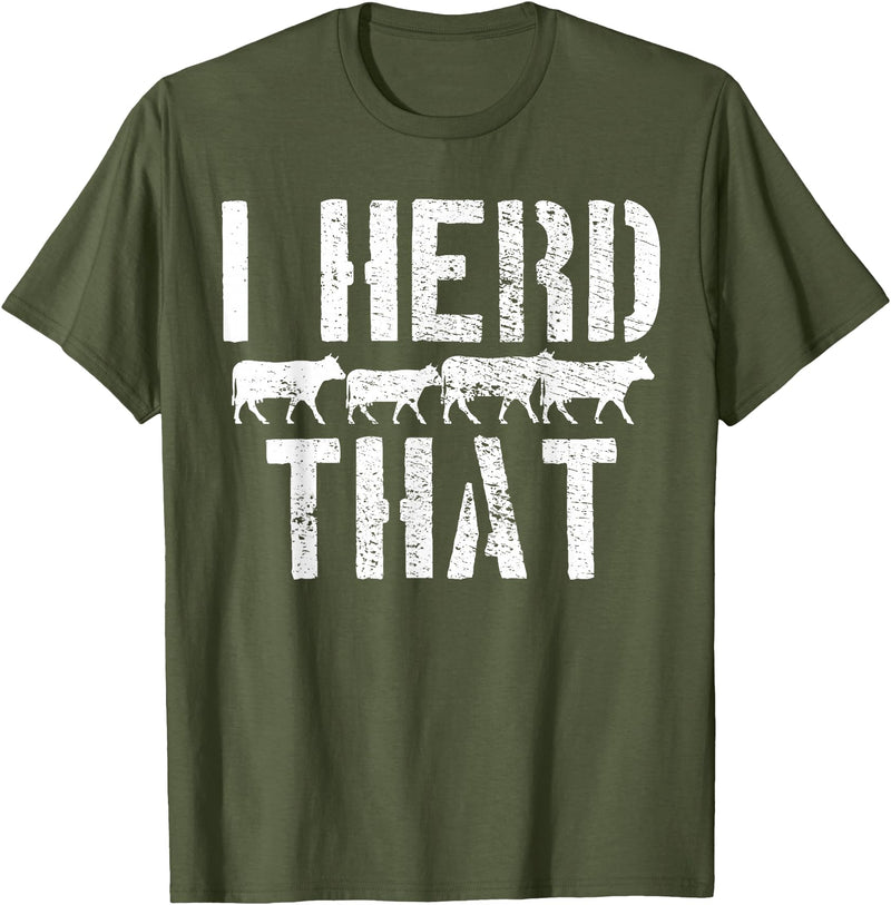 Daneisyista Vintage Cow Beef Butcher Farmer Gift T-Shirt - Olive Green