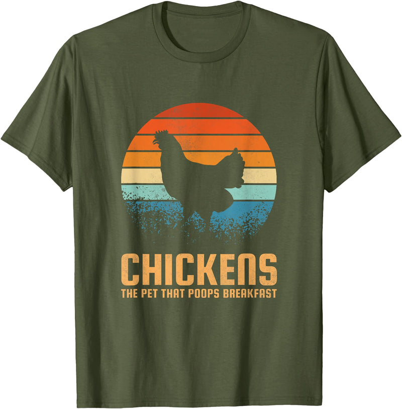 Womens Ranch Farming Farmer Gifts For Men Chickens the pet that poops breakfast T-Shirt - Olive Green