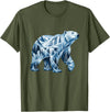 Arctic Polar Bear Mountain Waterfall Nature Arctic Polar Bear Forest Waterfall Landscape T-Shirt - Olive Green