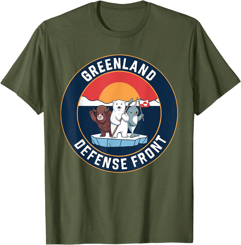 Greenland Defense Front Polar Bear tee Greenland Guard Polar Bear Spear Arctic Emblem T-Shirt - Olive Green