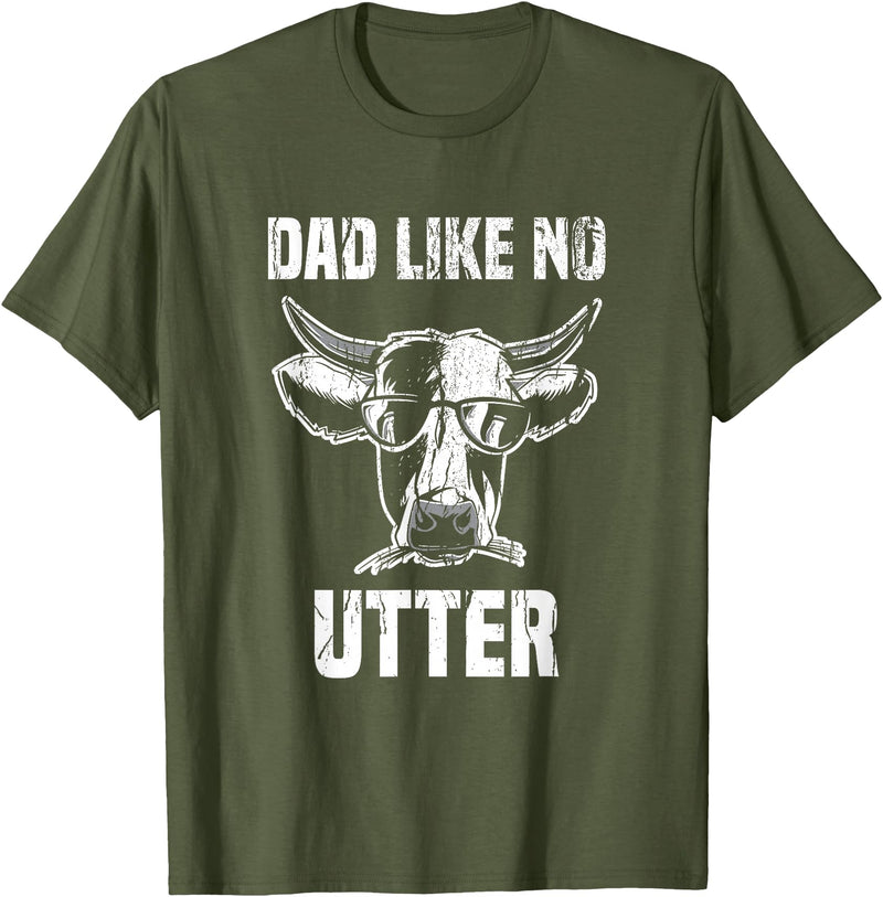 Lustige Kühe Bauernhof Papa Farming Leben Kuh Papa wie Keine Utter Funny Father's Day Animal Word Game T-Shirt - Olive Green