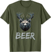 Bear With Antlers Drinker Party Deer Beer Beer Bear Deer Grizzly Bear With Antlers Beer T-Shirt - Olive Green
