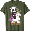 Panda Bear Unicorns Boys Girls Kids Panda Riding Unicorn Cute Magical Animals T-Shirt - Olive Green