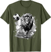 Passion For Sports Style Lion Playing Soccer Sports Team Animal T-Shirt - Olive Green