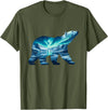 Arctic Wildlife Aurora Borealis Polar Bear Nature Northern Lights Polar Bear Arctic Landscape T-Shirt - Olive Green
