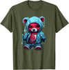 Teddy Bear Hoodie Street Style Urban Art Teddy Bear Hoodie Cool Street Style T-Shirt - Olive Green