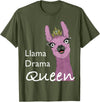 The Packing Llamas Llama drama queen T-Shirt - Olive Green