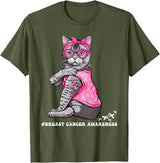 Nad-In October We Wear Pink Funny Cat Pink Ribbon In October We Wear Pink Breast Cancer T-Shirt