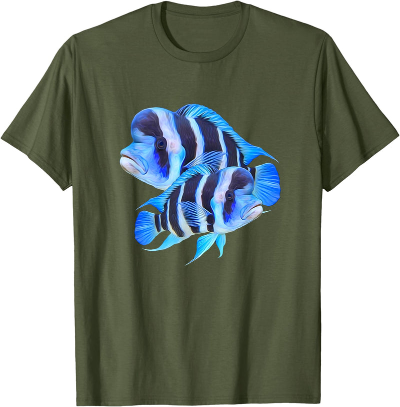 World Support Tees Frontosa Cichlid Fish Aquarium Owners Monster Fish Gift T-Shirt - Olive Green