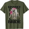 Halloween Spooky Bride Bridesmaid Skeleton Bachelorette T-Shirt - Olive Green
