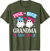 Halloween Ghost Baby Gender Reveal Family Matching Pink or Blue Grandma Loves You Gender Reveal Halloween T-Shirt - Olive