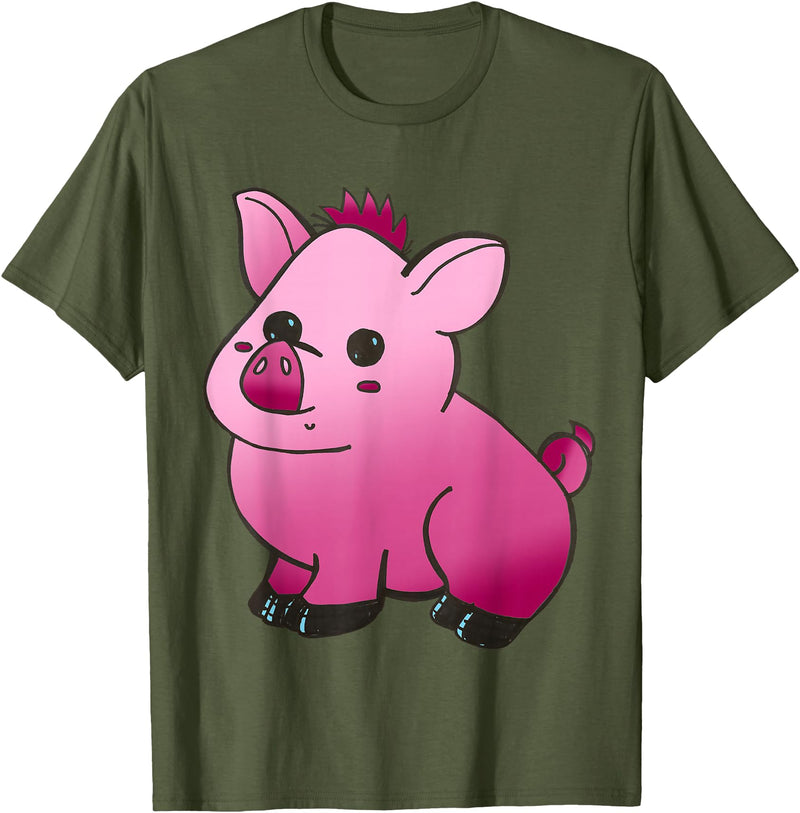 Repugly Hubert the Wobbly Pig T-Shirt - Olive Green