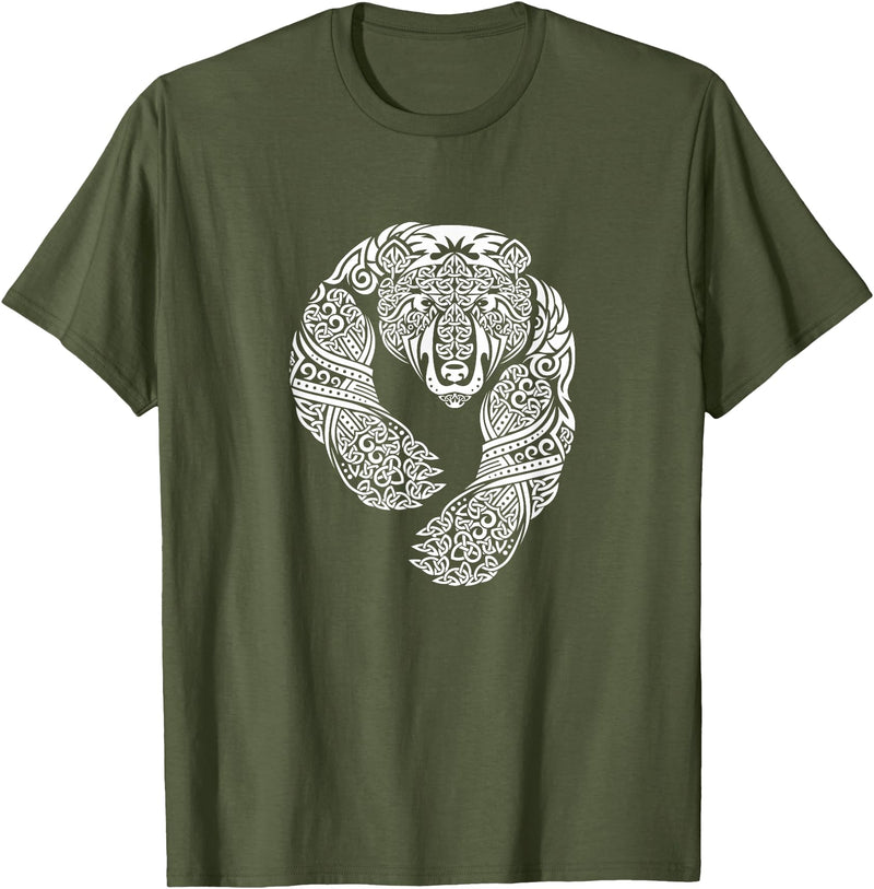 CELTIC KNOTWORK TRIBAL TATTOO BEAR TEES CELTIC KNOTWORK TRIBAL TATTOO BEAR T-SHIRT T-Shirt - Olive Green