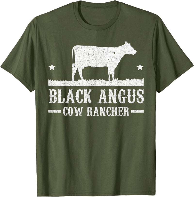 Black Angus Farmer Apparel Black Angus Cow Cattle Rancher Farmer T-Shirt - Olive Green