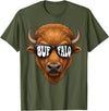 generic Buffalo with Sunglasses Wildlife Graphic for Men Women Kids T-Shirt - Olive Green
