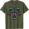 Tribal America Alaska Native American Indian Tlingit Eagle Bear Clan Spirit T-Shirt - Olive Green