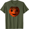 Imagine Graphics Creepy Vintage Halloween Pumpkin T-Shirt - Olive Green