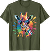 Safari Animal Art Giraffe Sunglasses Funny Giraffe Lover Safari Animal Animal T-Shirt - Olive Green
