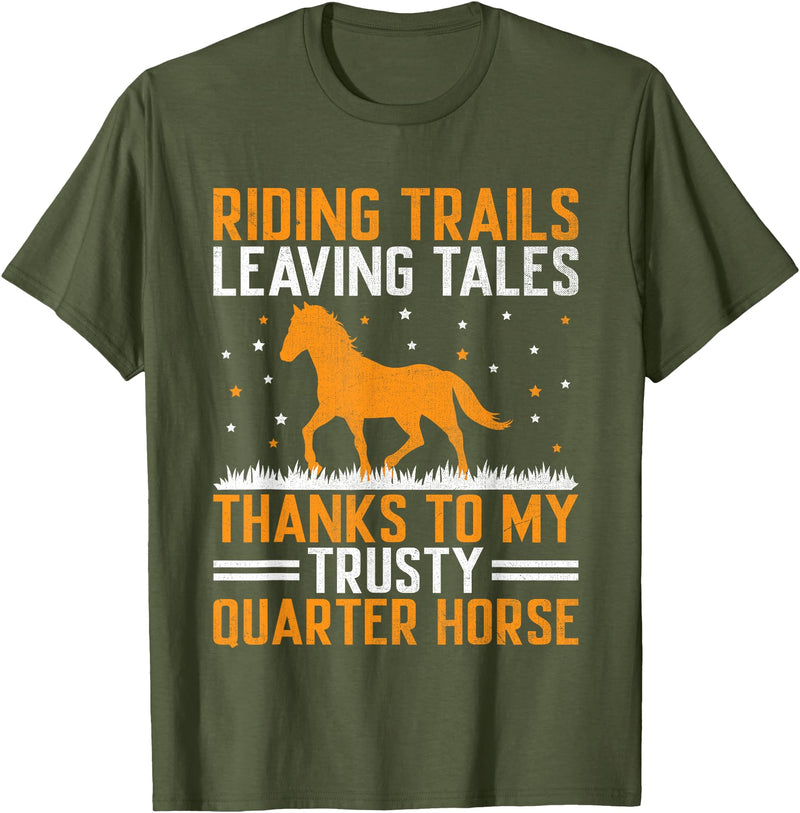 American Quarter Horse Riding Racing Horses American Quarter Horse Owner Horse Riding Horses Racing T-Shirt - Olive Green