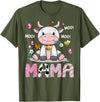 Pink Birthday Girl Party Cow Lover Mama Cute Cow Pink Farm Moo Moo Birthday Girl Matching T-Shirt - Olive Green