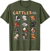 Wowsome! Cattles Animals of the World Cattle Farmer Rancher Cow Lover T-Shirt - Olive Green