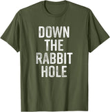 The Rabbit Hole Down T-Shirt in Olive Green