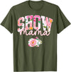 Stock Show Rabbit Mom Livestock County Bunny Mama Floral T-Shirt in Olive Green