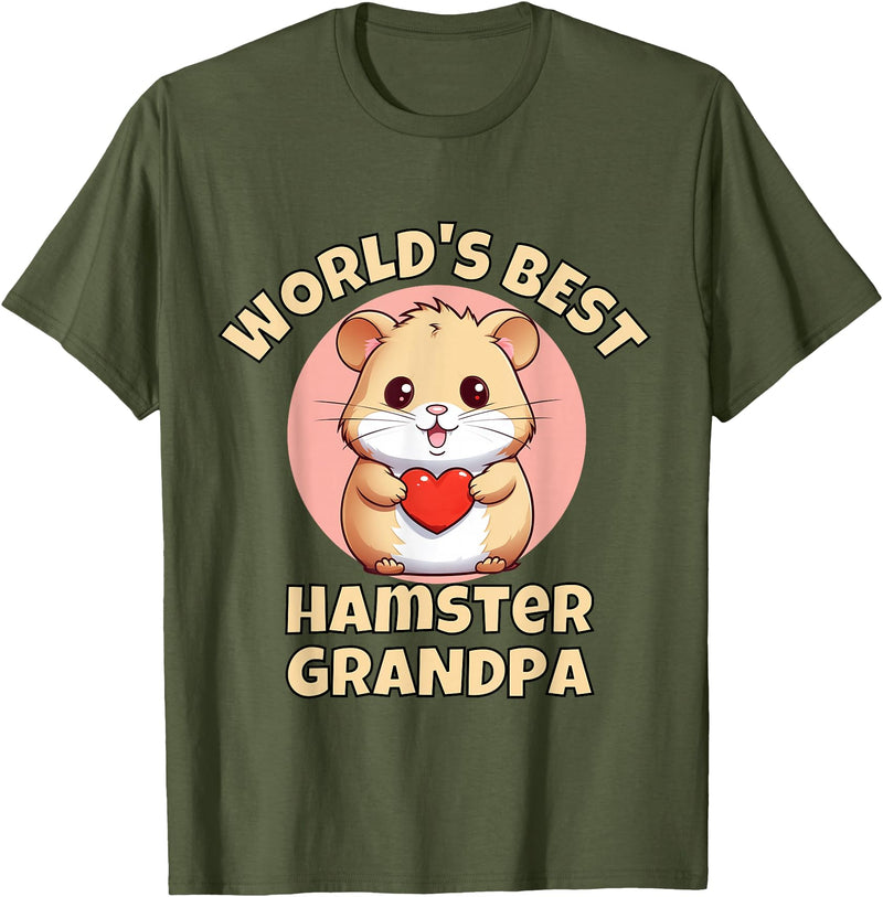 Cute World's Best Hamster Grandpa Grandfather T-Shirt - Olive Green