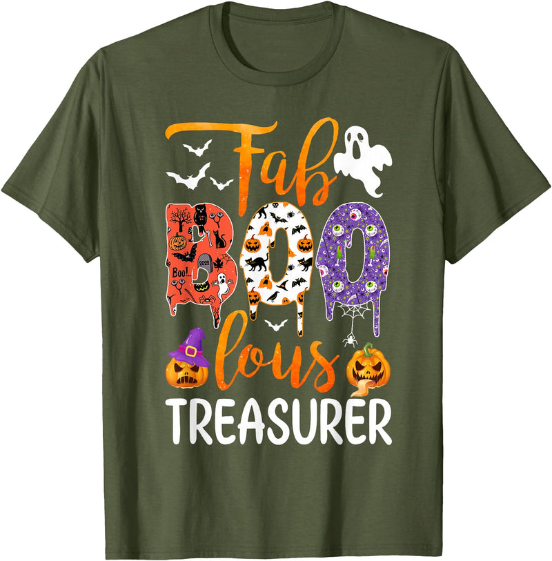 Fab Boo Lous Halloween Costume Fab Boo Lous Treasurer Boo Ghost Pumpkin Halloween T-Shirt - Olive Green
