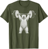 Funny Polar Bear Fitness Meme Polar Bear Gym Deadlift Workout Weightlifting T-Shirt - Olive Green