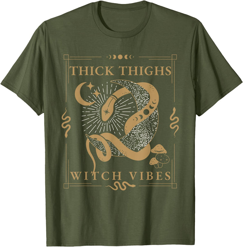 Snakes & Tarot Aesthetic Thick Thighs Witch Vibes Snakes & Tarot Tattoo Aesthetic Thick Thighs Witch Vibes T-Shirt - Olive