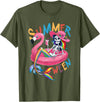 Summer Halloween Summerween Summerween Mermaid Skeleton Flamingo Summer Halloween Women T-Shirt - Olive Green