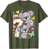 Koala Bear Lover Gift Co. Koala Bear 7th Birthday Girl 7 Year Old Birthday Cute Koalas T-Shirt - Olive Green