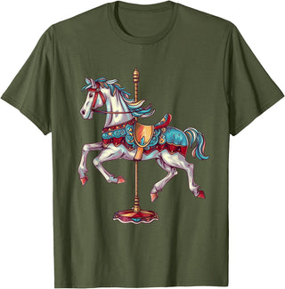 Carnival Carousel Horse Carousel Unicorn Designs Carnival Carousel Horse Carousel Unicorn T-Shirt - Olive Green