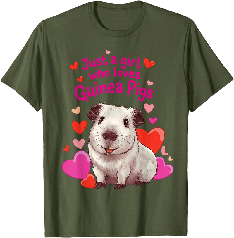 Loves Guinea Pigs Cute By TEERA Funny Just a Girl Who Loves Guinea Pigs Cute Pet Gifts T-Shirt - Olive Green