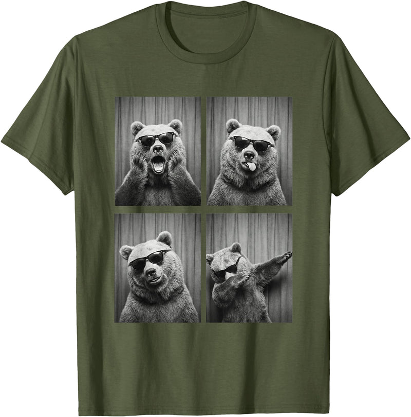 Funny Bear PhotoBooth Stuff Accessories & Gifts Bear PhotoBooth Sunglasses Funny Dab Bears Lover T-Shirt - Olive Green