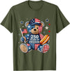 Patriotic Bear USA Vintage Co 250 Years of Freedom Patriotic Bear USA Retro T-Shirt - Olive Green