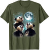 Funny Panda Bear Graphic Tees 3 Panda Moon Howling Panda Head Funny for Men, Women, Kid T-Shirt - Olive Green