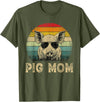 Pig Mom Vintage Retro Mothers Day Funny Gift Vintage Pig Mom Pig Lovers Mommy Mother's Day T-Shirt - Olive Green