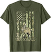 Camouflage Bunny Rabbit American Flag Hunting Rabbit Hunter T-Shirt in Olive Green