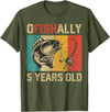 Vintage Fishing Fisherman Birthday Gifts Ofishally 5 Years Old Funny Fishing Birthday Fisherman T-Shirt - Olive Green