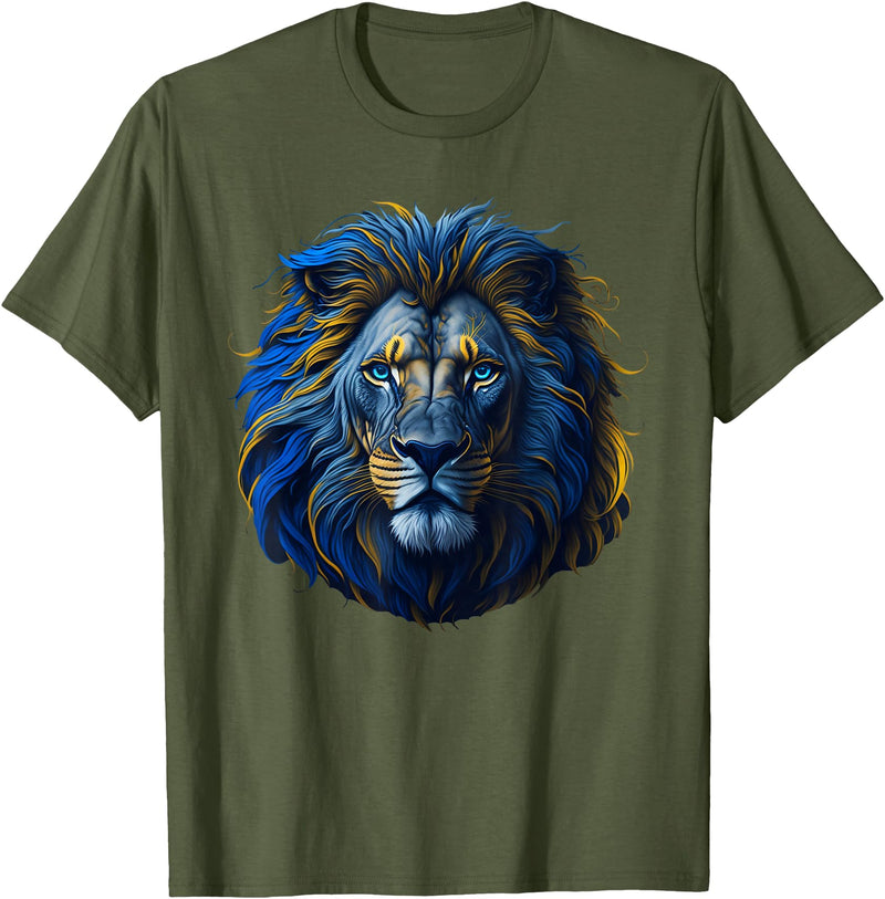 Lions, Astrology And Horoscope Tees Lion colorful lions King Of Animals From Africa T-Shirt - Olive Green