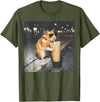 Hamster Drinking Iced Coffee Funny Animal Meme Men Women T-Shirt - Olive Green
