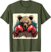 Funny Boxing Animals Boxer Bear With Boxing Gloves Kickboxing Funny Boxing T-Shirt - Olive Green